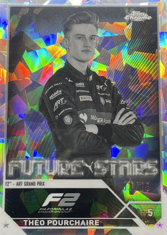 Theo Pourchaire 2023 Topps Chrome Formula 1 Sapphire Edition #78 Black & White /15 BGS 9.5