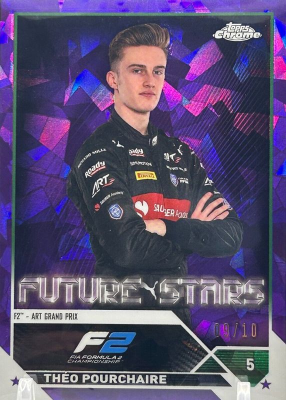 Theo Pourchaire 2023 Topps Chrome Formula 1 Sapphire Edition #78 Purple /10 PSA 9