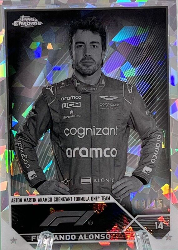 Fernando Alonso 2023 Topps Chrome Formula 1 Sapphire Edition #32 Black & White /15 RAW