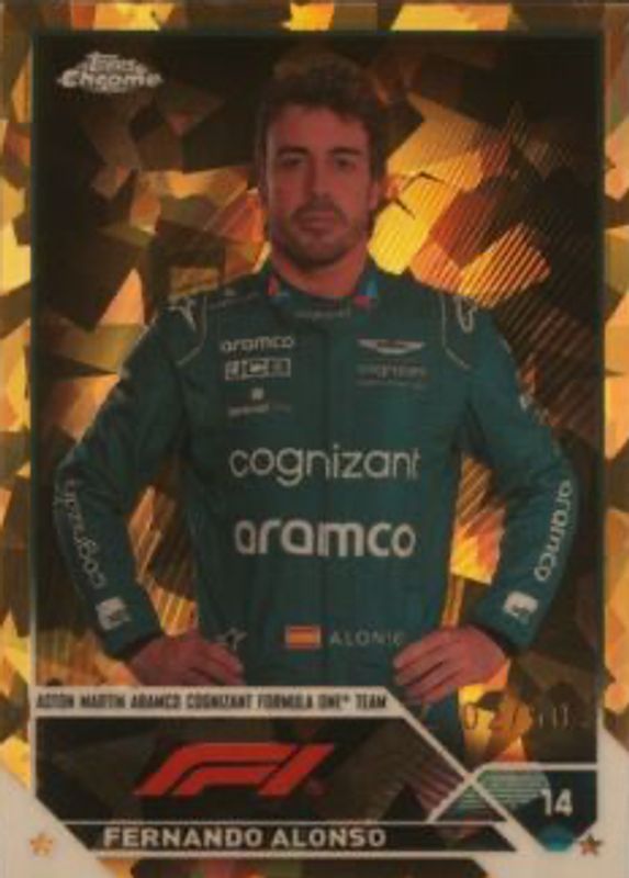 Fernando Alonso 2023 Topps Chrome Formula 1 Sapphire Edition #32 Gold /50 PSA 10