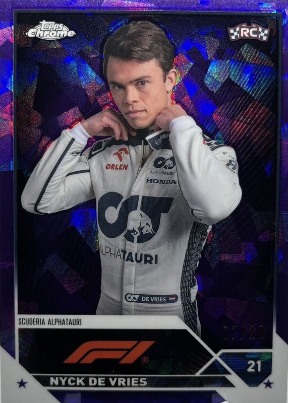Nyck de Vries 2023 Topps Chrome Formula 1 Sapphire Edition #67 Purple /10 Rookie RAW