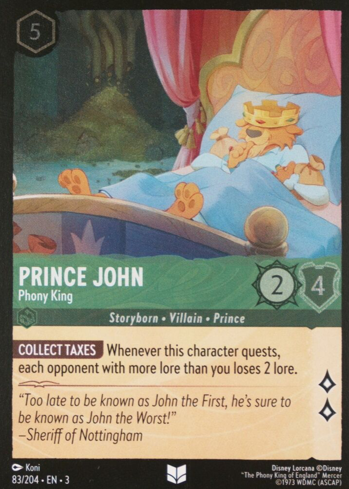 prince john lorcana card Character Classification Disney Lorcana TCG - Prince