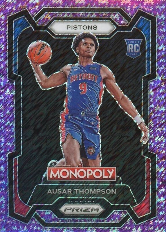 Ausar Thompson 2023 Prizm Monopoly #27 Purple Millionaire Shimmer /50 Rookie PSA 10