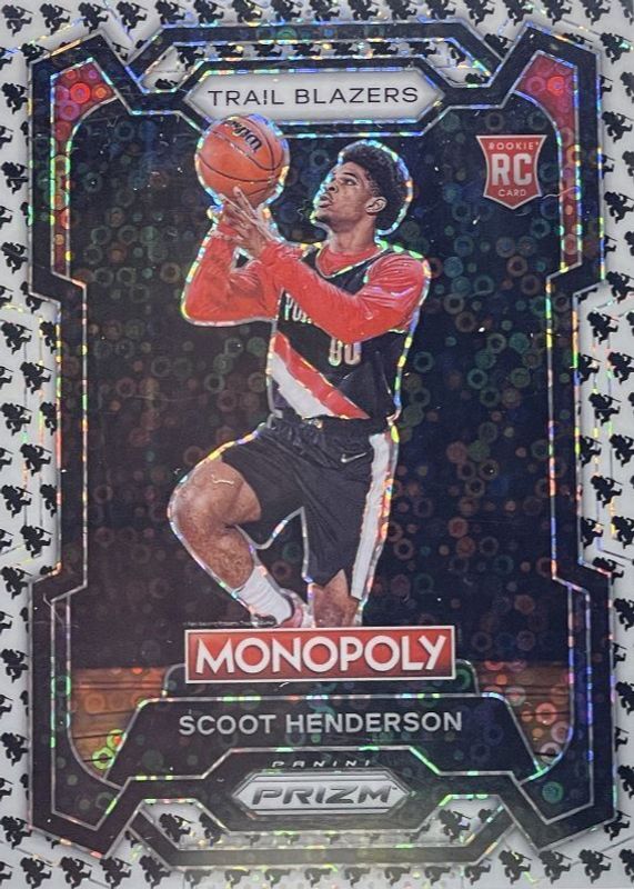 Scoot Henderson 2023 Prizm Monopoly #75 Monopoly Man Black & White Rookie PSA 9