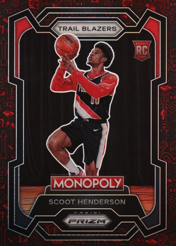 Scoot Henderson 2023 Prizm Monopoly #75 Monopoly Red Pattern Rookie PSA 8