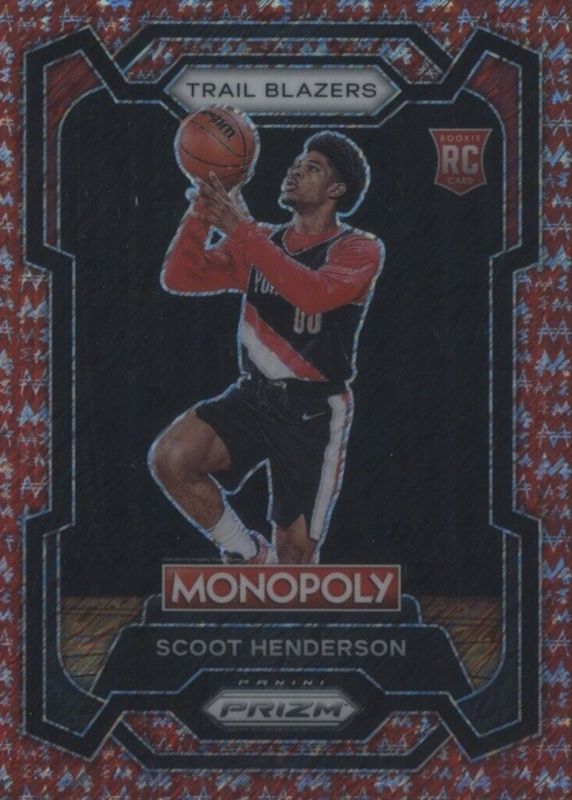 Scoot Henderson 2023 Prizm Monopoly #75 Red Millionaire Shimmer /100 Rookie SGC 10