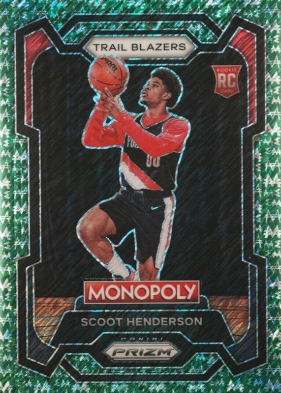 Scoot Henderson 2023 Prizm Monopoly #75 Green Millionaire Shimmer /20 Rookie PSA 9