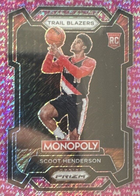 Scoot Henderson 2023 Prizm Monopoly #75 Pink Millionaire Shimmer /5 Rookie RAW