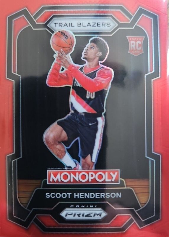 Scoot Henderson 2023 Prizm Monopoly #75 Red /99 Rookie PSA 10