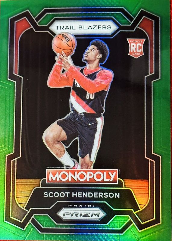 Scoot Henderson 2023 Prizm Monopoly #75 Green /24 Rookie RAW