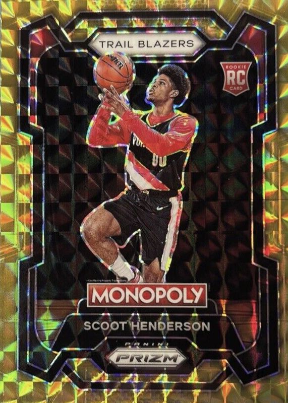 Scoot Henderson 2023 Prizm Monopoly #75 Gold /49 Rookie PSA 10