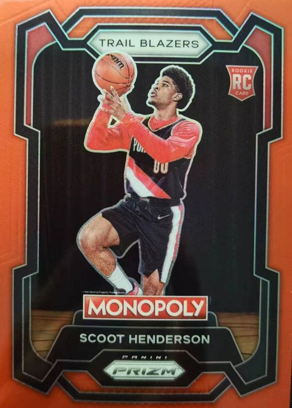 Scoot Henderson 2023 Prizm Monopoly #75 Orange /124 Rookie PSA 9