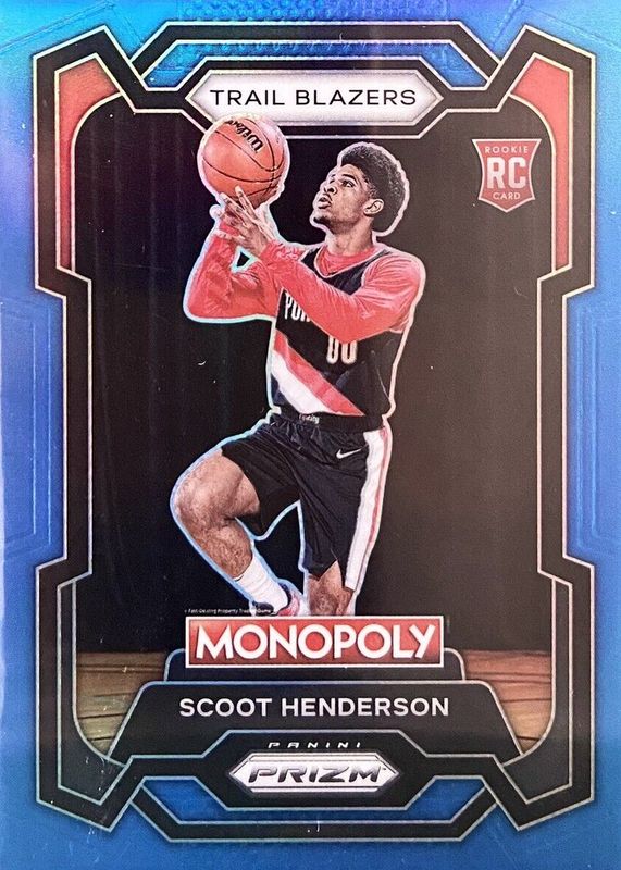 Scoot Henderson 2023 Prizm Monopoly #75 Boardwalk Blue /15 Rookie BGS 9.5