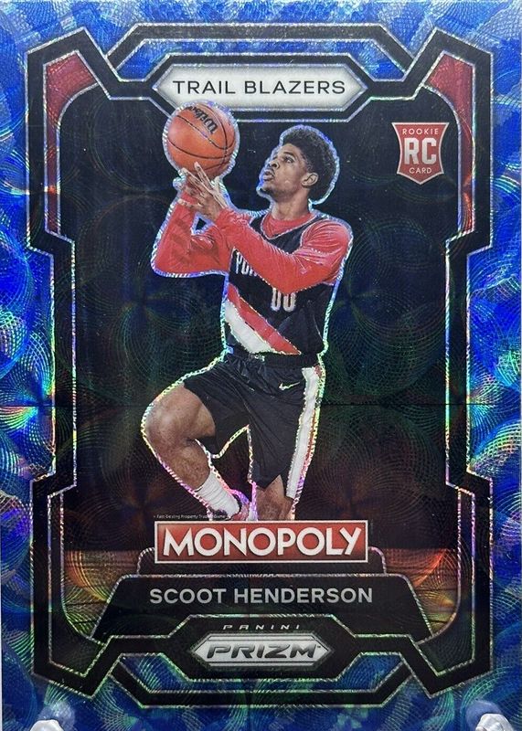 Scoot Henderson 2023 Prizm Monopoly #75 Boardwalk Blue Tiger Stripe Rookie BGS 10 PRISTINE