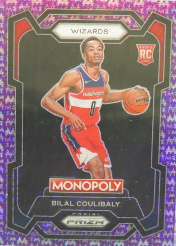 Bilal Coulibaly 2023 Prizm Monopoly #90 Purple Millionaire Shimmer /50 Rookie RAW