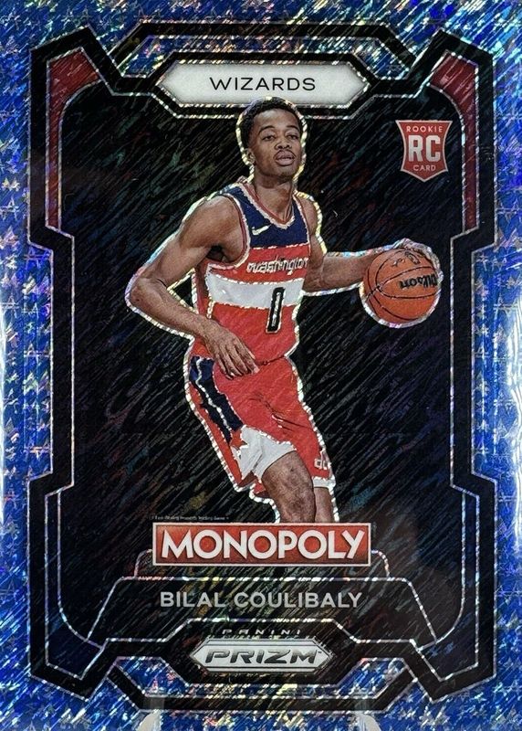 Bilal Coulibaly 2023 Prizm Monopoly #90 Blue Millionaire Shimmer /10 Rookie RAW
