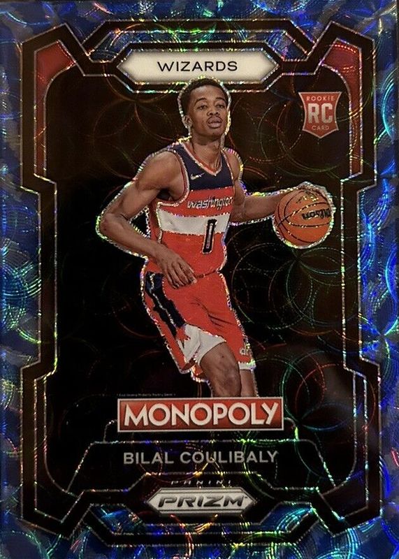 Bilal Coulibaly 2023 Prizm Monopoly #90 Boardwalk Blue Tiger Stripe Rookie RAW