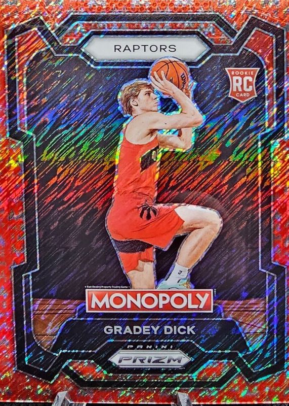 Gradey Dick 2023 Prizm Monopoly #84 Red Millionaire Shimmer /100 Rookie PSA 10