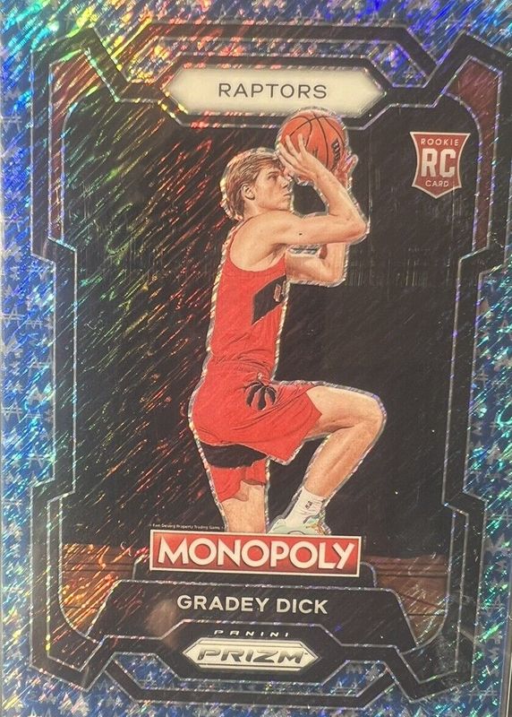 Gradey Dick 2023 Prizm Monopoly #84 Blue Millionaire Shimmer /10 Rookie PSA 10