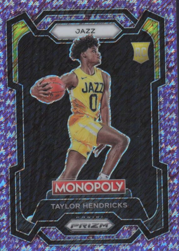 Taylor Hendricks 2023 Prizm Monopoly #86 Purple Millionaire Shimmer /50 Rookie RAW