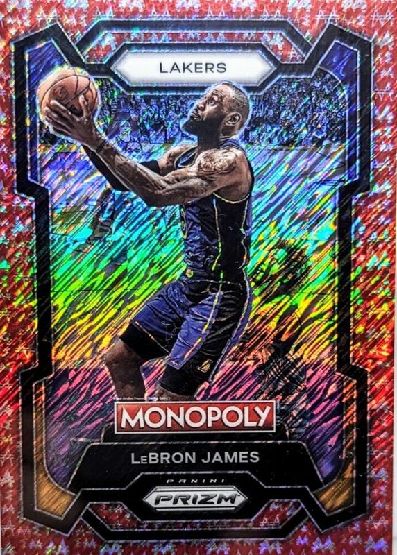 LeBron James 2023 Prizm Monopoly #40 Red Millionaire Shimmer /100 BGS 9