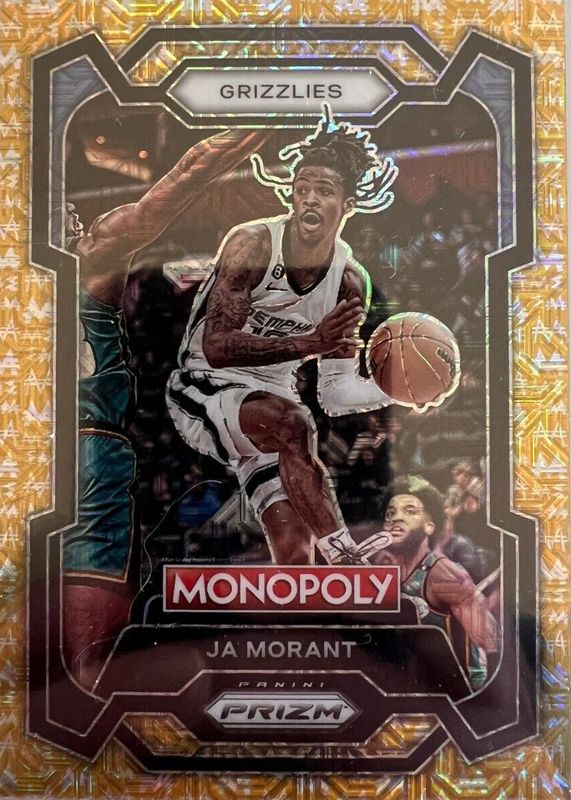 Ja Morant 2023 Prizm Monopoly #44 Gold Millionaire Shimmer /500 PSA 9