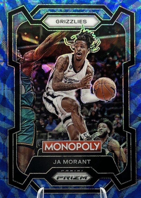 Ja Morant 2023 Prizm Monopoly #44 Boardwalk Blue Tiger Stripe SGC 9.5