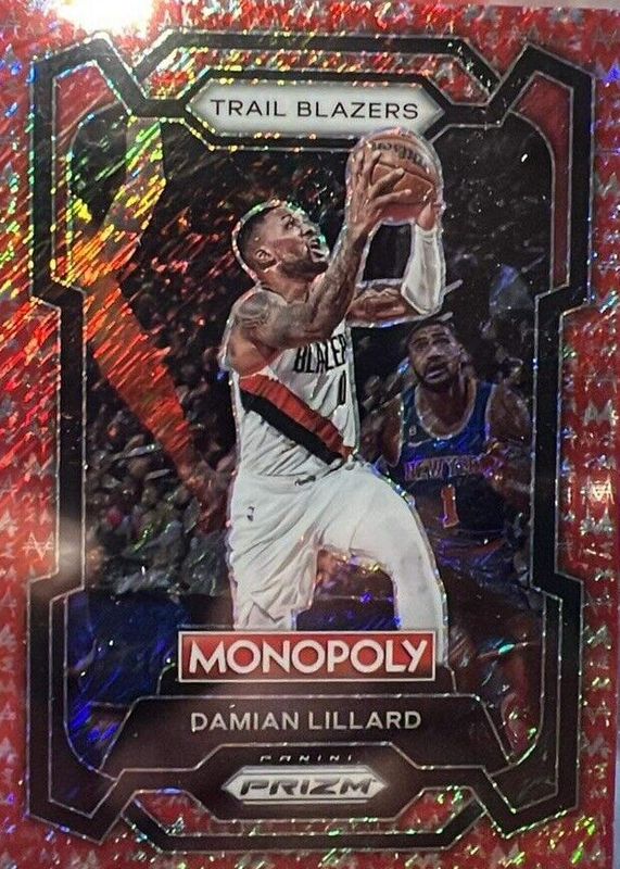 Damian Lillard 2023 Prizm Monopoly #73 Red Millionaire Shimmer /100 BGS 9.5