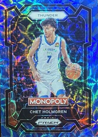 Chet Holmgren 2023 Prizm Monopoly #62 Boardwalk Blue Tiger Stripe