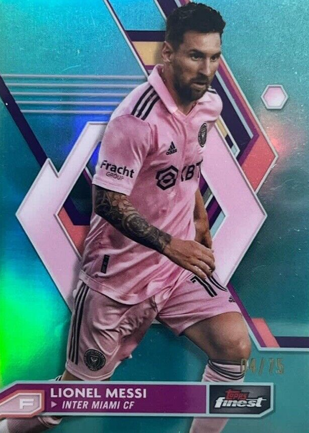 Lionel Messi 2023 Topps Finest MLS #1 Aqua Refractor /75