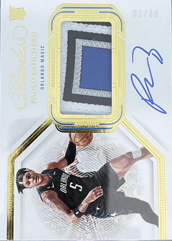 Paolo Banchero 2022 Flawless #HPA-PBC Horizontal Patch Autographs - Gold /10 Rookie BGS 8