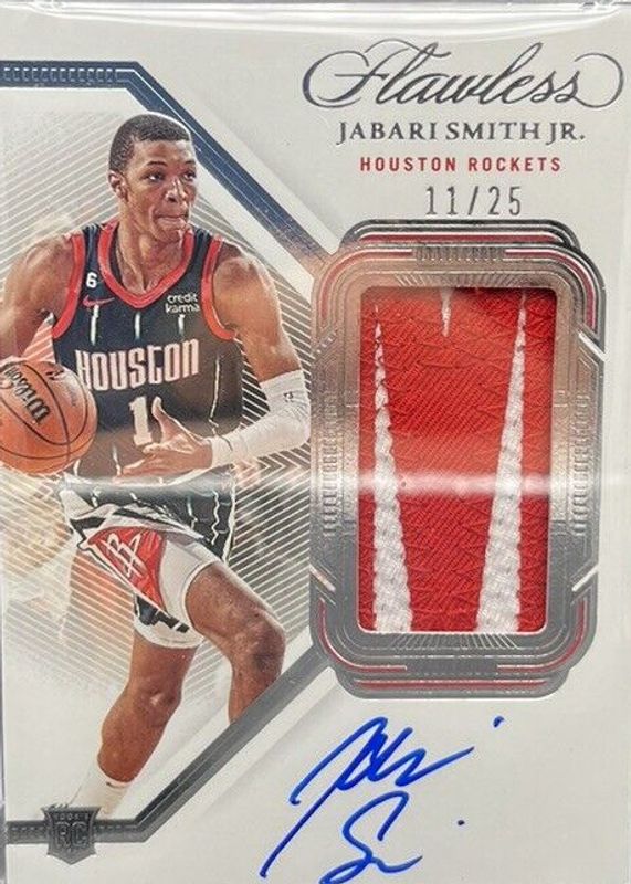 Jabari Smith Jr. 2022 Flawless #VPA-JSJ Vertical Patch Autographs /25 Rookie SGC 9