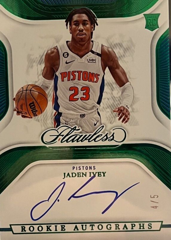 Jaden Ivey 2022 Flawless #RA-JIV Rookie Autographs - Emerald /5 RAW