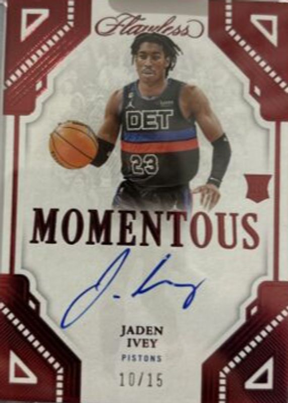 Jaden Ivey 2022 Flawless #MA-JIV Momentous Autographs - Ruby /15 Rookie SGC 8.5