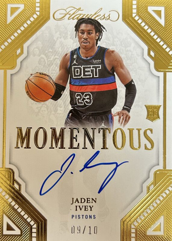 Jaden Ivey 2022 Flawless #MA-JIV Momentous Autographs - Gold /10 Rookie RAW