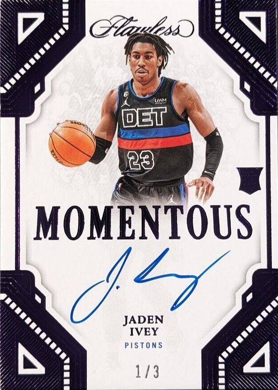 Jaden Ivey 2022 Flawless #MA-JIV Momentous Autographs - Amethyst /3 Rookie PSA 8