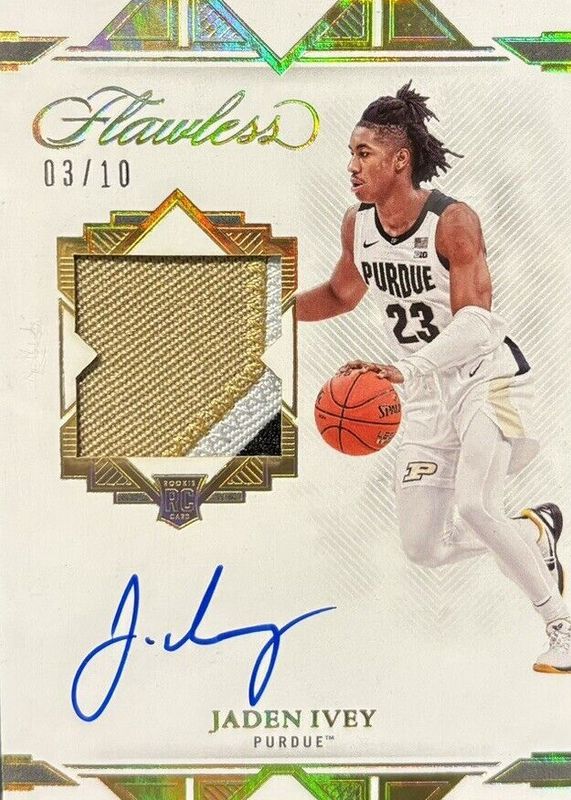 Jaden Ivey 2022 Flawless #SPA-JIV Signature Prime Materials - Gold /10 Rookie PSA 10