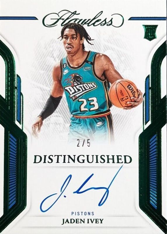 Jaden Ivey 2022 Flawless #DA-JIV Distinguished Autographs - Emerald /5 Rookie RAW