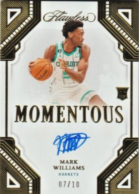 Mark Williams 2022 Flawless #MA-MKW Momentous Autographs - Gold /10 Rookie BGS 9