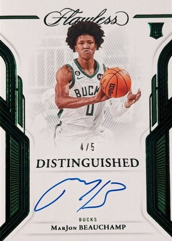 MarJon Beauchamp 2022 Flawless #DA-MJB Distinguished Autographs - Emerald /5 Rookie SGC 9