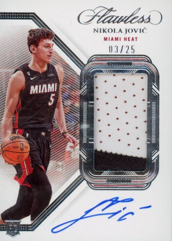 Nikola Jovic 2022 Flawless #VPA-NKJ Vertical Patch Autographs /25 Rookie RAW