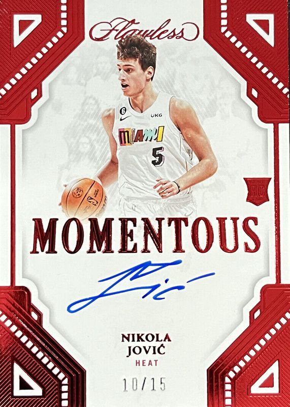 Nikola Jovic 2022 Flawless #MA-NKJ Momentous Autographs - Ruby /15 Rookie PSA 9