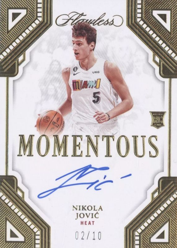 Nikola Jovic 2022 Flawless #MA-NKJ Momentous Autographs - Gold /10 Rookie PSA 8