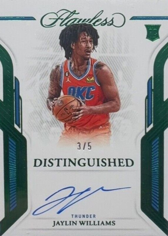 Jaylin Williams 2022 Flawless #DA-JYW Distinguished Autographs - Emerald /5 Rookie RAW