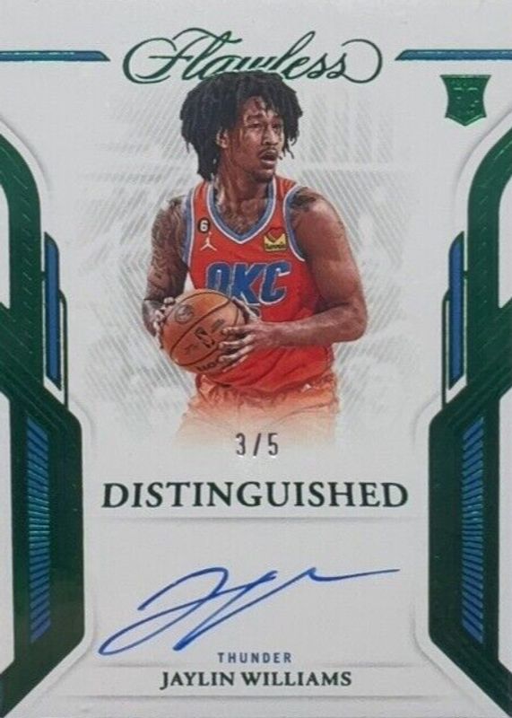 Jaylin Williams 2022 Flawless #DA-JYW Distinguished Autographs - Emerald /5 Rookie PSA 10