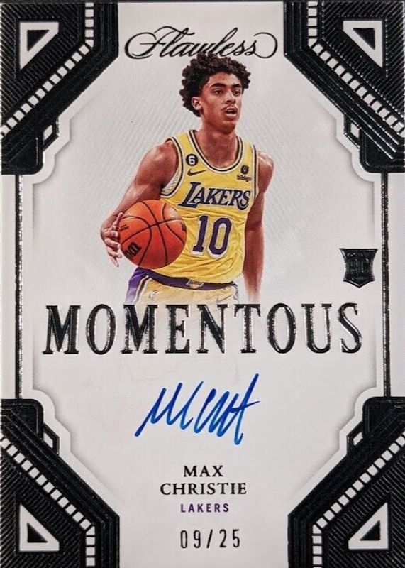 Max Christie 2022 Flawless #MA-MAX Momentous Autographs /25 Rookie BGS 10 PRISTINE