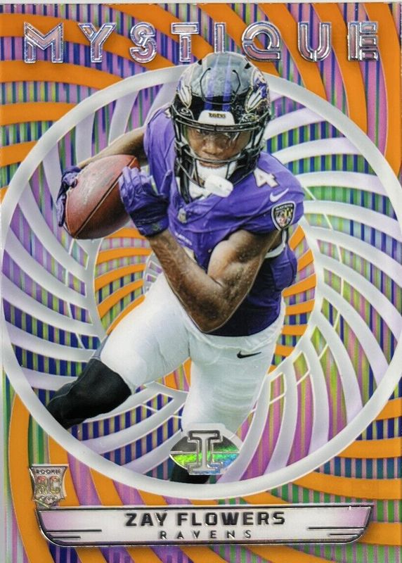 Zay Flowers 2023 Illusions #42 Mystique - Orange Rookie RAW