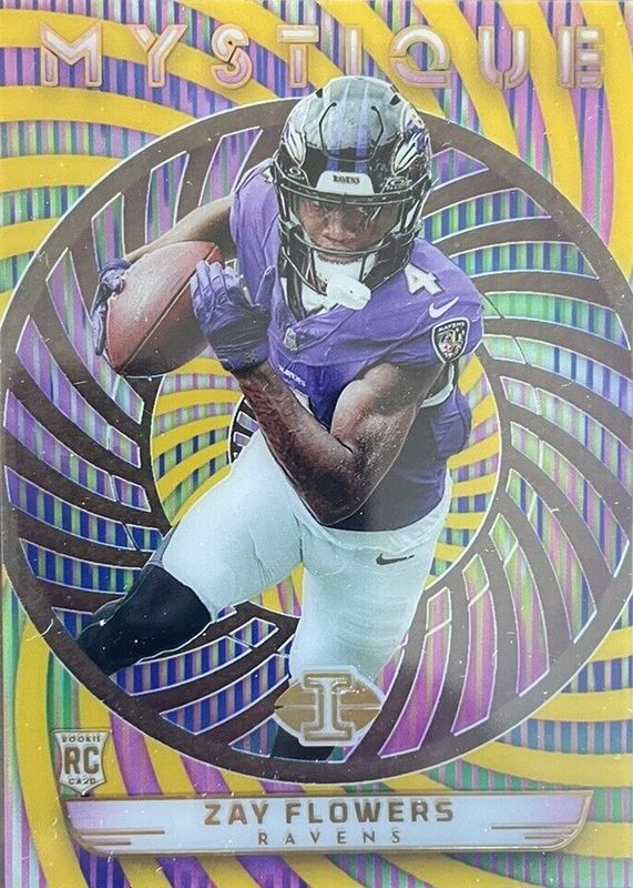 Zay Flowers 2023 Illusions #42 Mystique - Gold /25 Rookie RAW