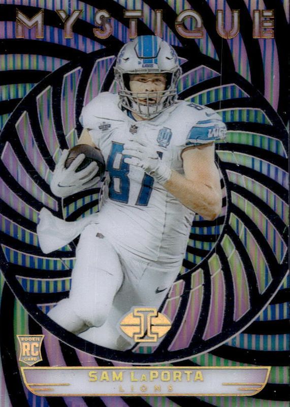 Sam LaPorta 2023 Illusions #31 Mystique - Black /50 Rookie RAW