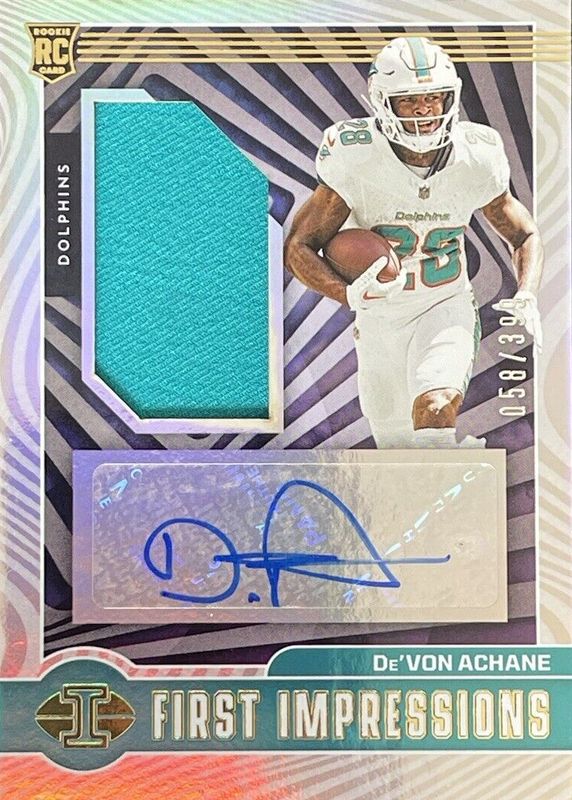 De'Von Achane 2023 Illusions #109 First Impressions Memorabilia Autographs /399